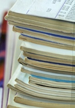 stack of research journals